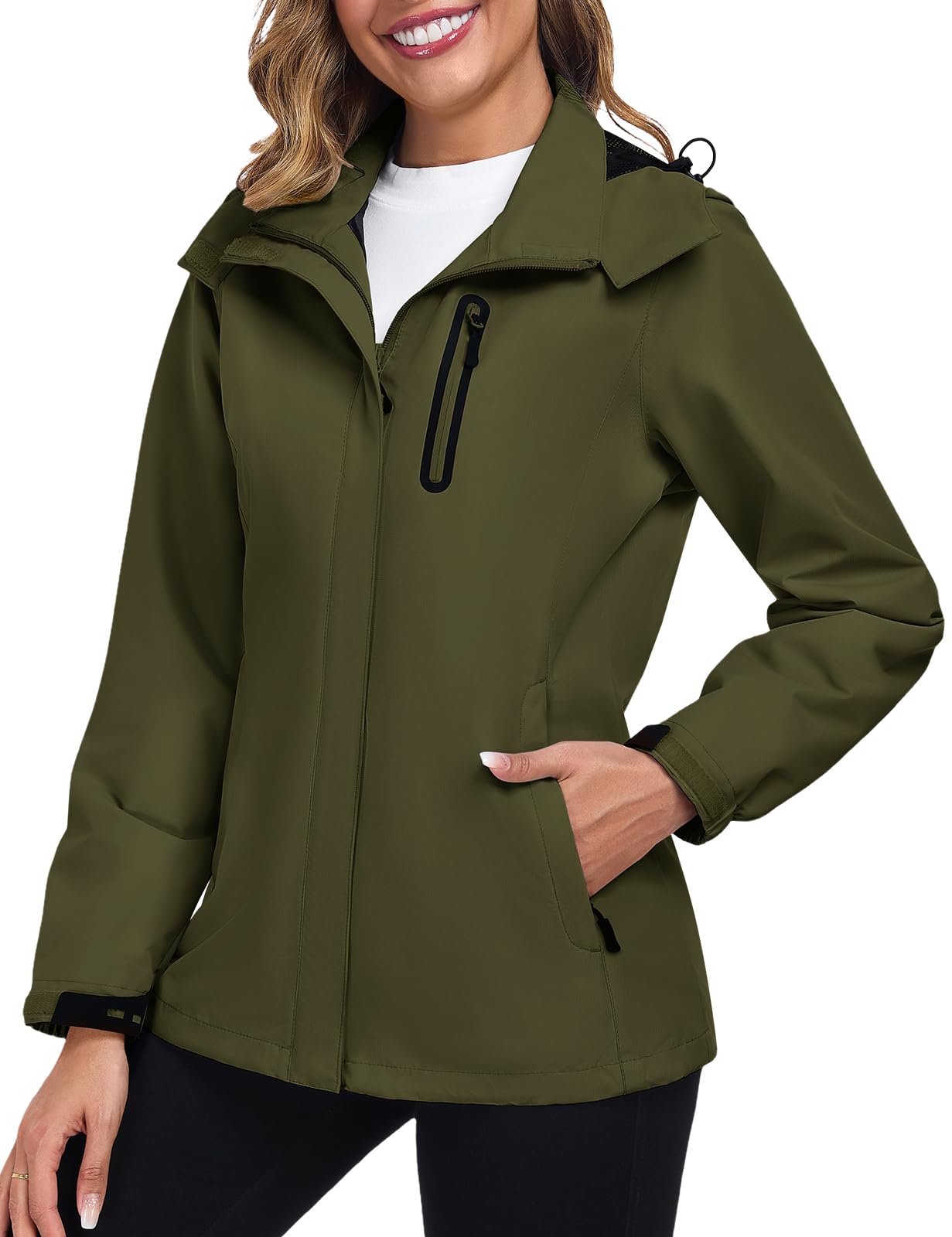 UMIPUBO Veste Imperméable Pour Femme Pluie Coupe Vent Respirante Blouson Outdoor Randonnée Jacket Avec Capuche Pour Rain Saison
