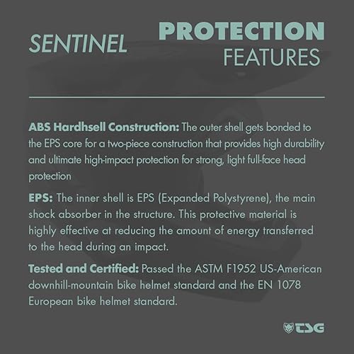 Miniatura 7 de TSG Sentinel - Casco completo para bicicleta de montaña cuesta abajo, negro, carcasa exterior de ABS, protección EPS de marco completo, chinbar EPS