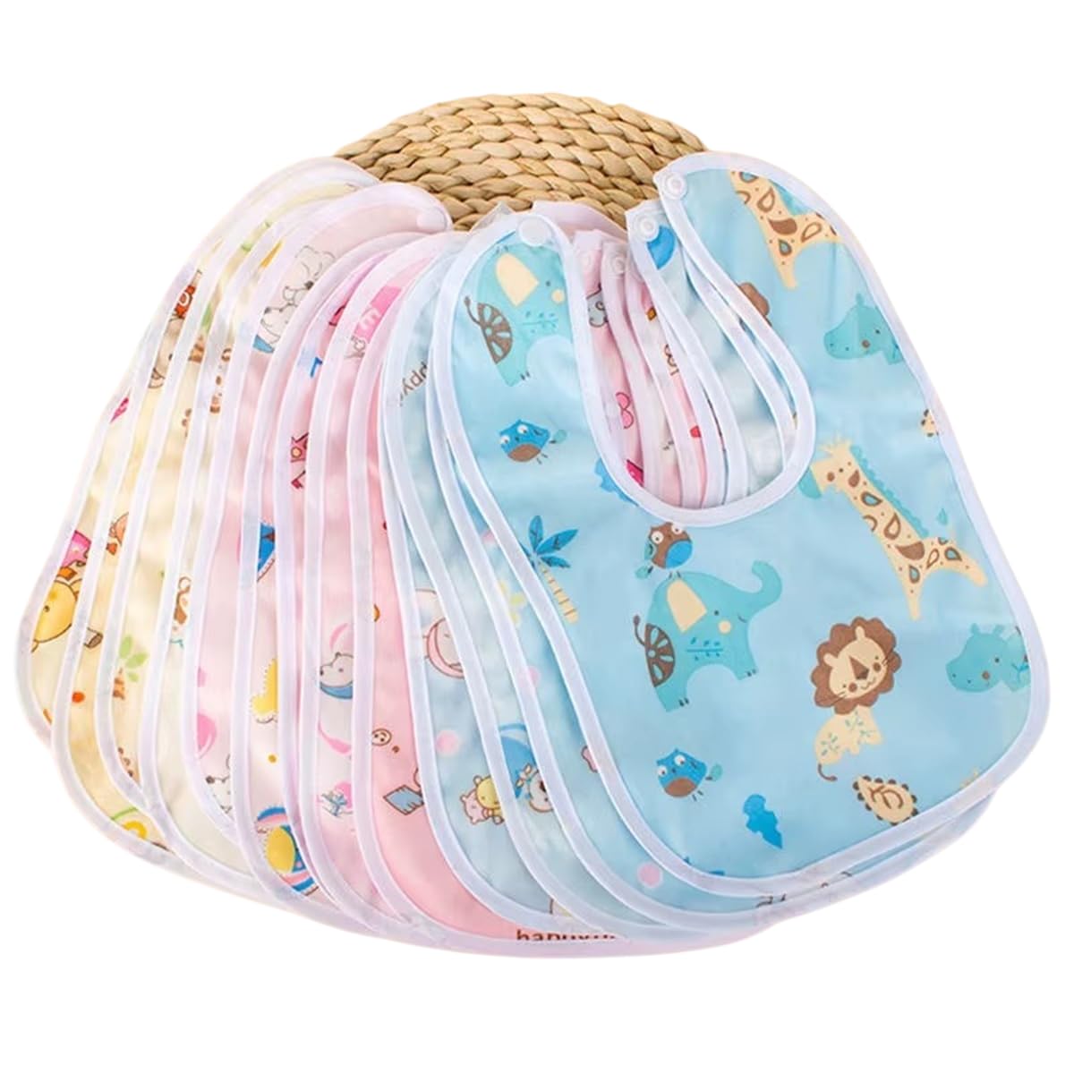 EMPOISON Waterproof Baby Bibs for Feeding & Drooling – Soft Cotton, Super Absorbent, Fast Dry, Adjustable Hook & Loop Closure | Unisex Baby Apron Bibs for Boys & Girls