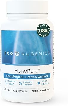 مستخلص لحاء الماغنوليا HonoPure من EcoNugenics، مكمل هونوكيول نقي بنسبة 98% يساعد في تحسين وظائف المخ، ويساعد على النوم، ويخفف التوتر ويحسن الحالة المزاجية بشكل عام، منشط للذهن مع حمض جاما أمينوبوتيريك ودعم مضادات الأكسدة، 30 كبسولة