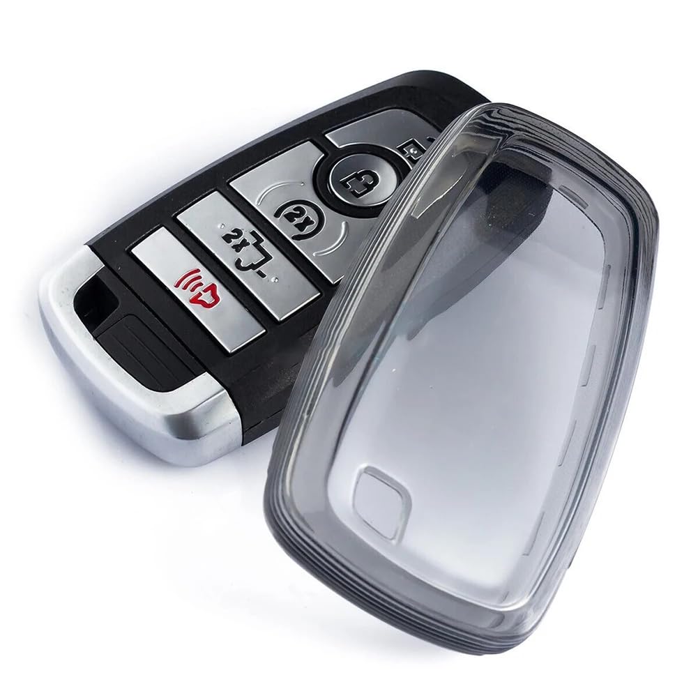 JVCV® Soft TPU Transparent Cover Compatible with Ford Ecosport Aspire Freestyle Endeavour Push Button Start Car Key