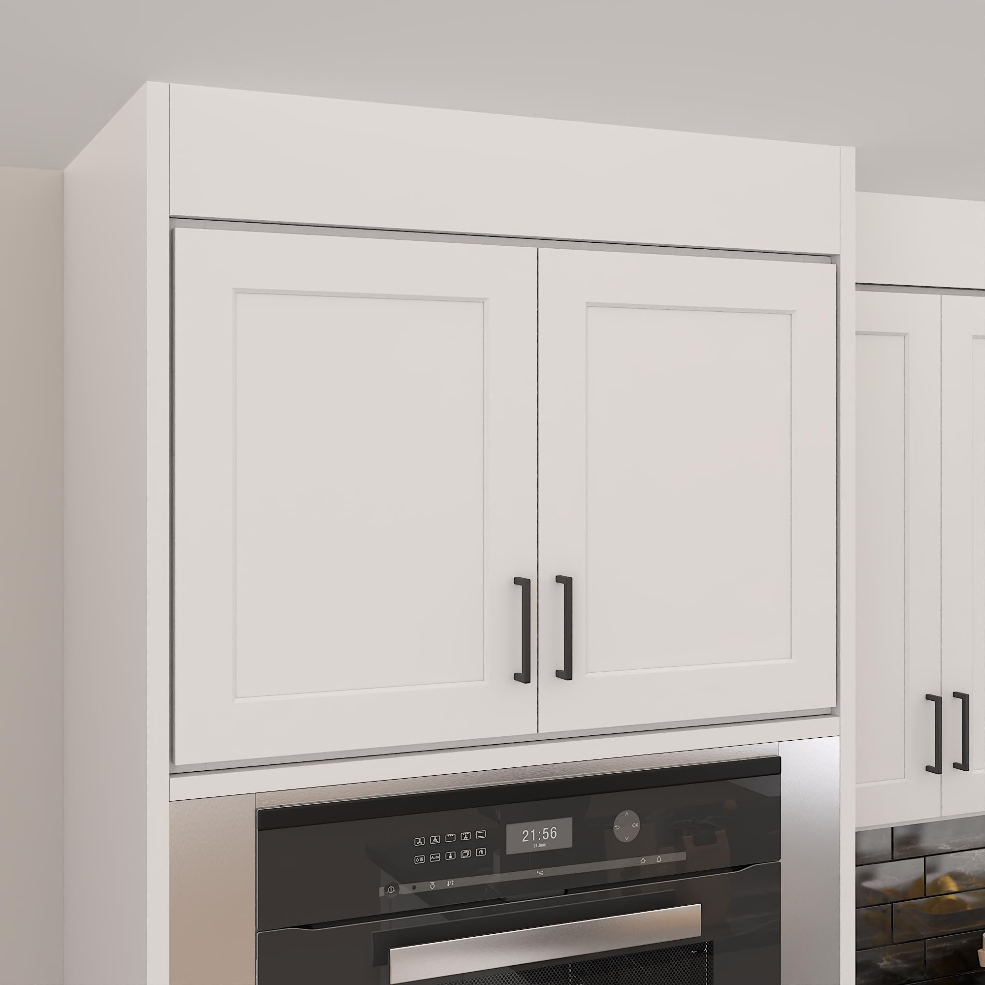 Furinno Shaker Wall Refrigerator Top Kitchen Cabinet, 2-Doors, White