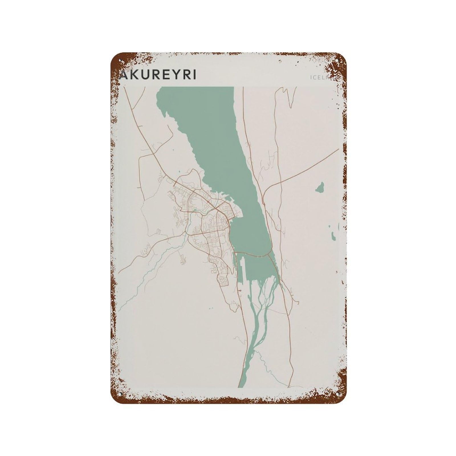 xiaoxiaoshen Akureyri Map Iceland Travel Gift Farmhouse Decor (2) Wall Decor Art Metal Tin Poster Modern Home Decor Art Home Bar Shop Decorations Vintage Sign 30x20cm
