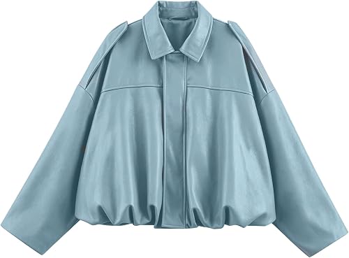 Shiketong Womens Leather Bomber Jacket Faux Suede Cropped Fall Coat