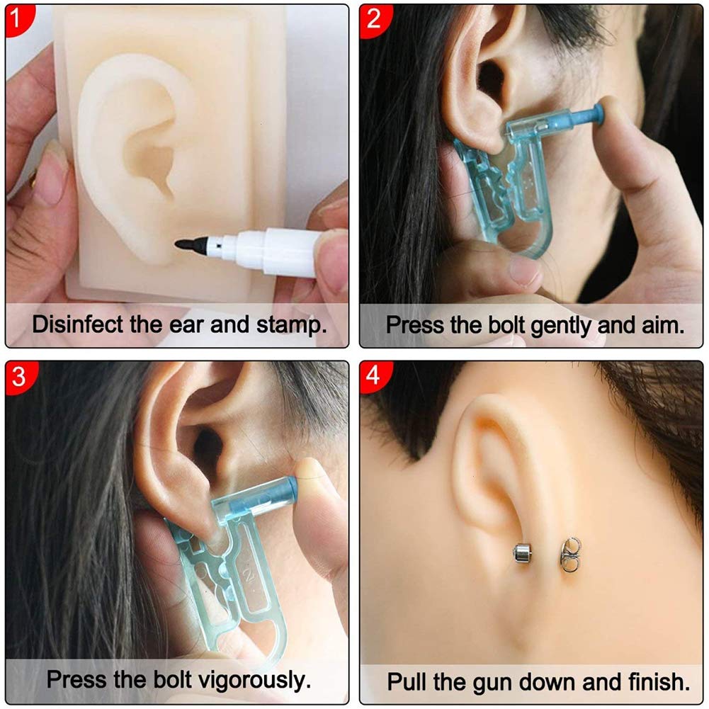 Ear Piercing Gun 6 Packs Disposable Safety Ear Nose Body Piercing Gun Kit No Pain Ear Stud Gun