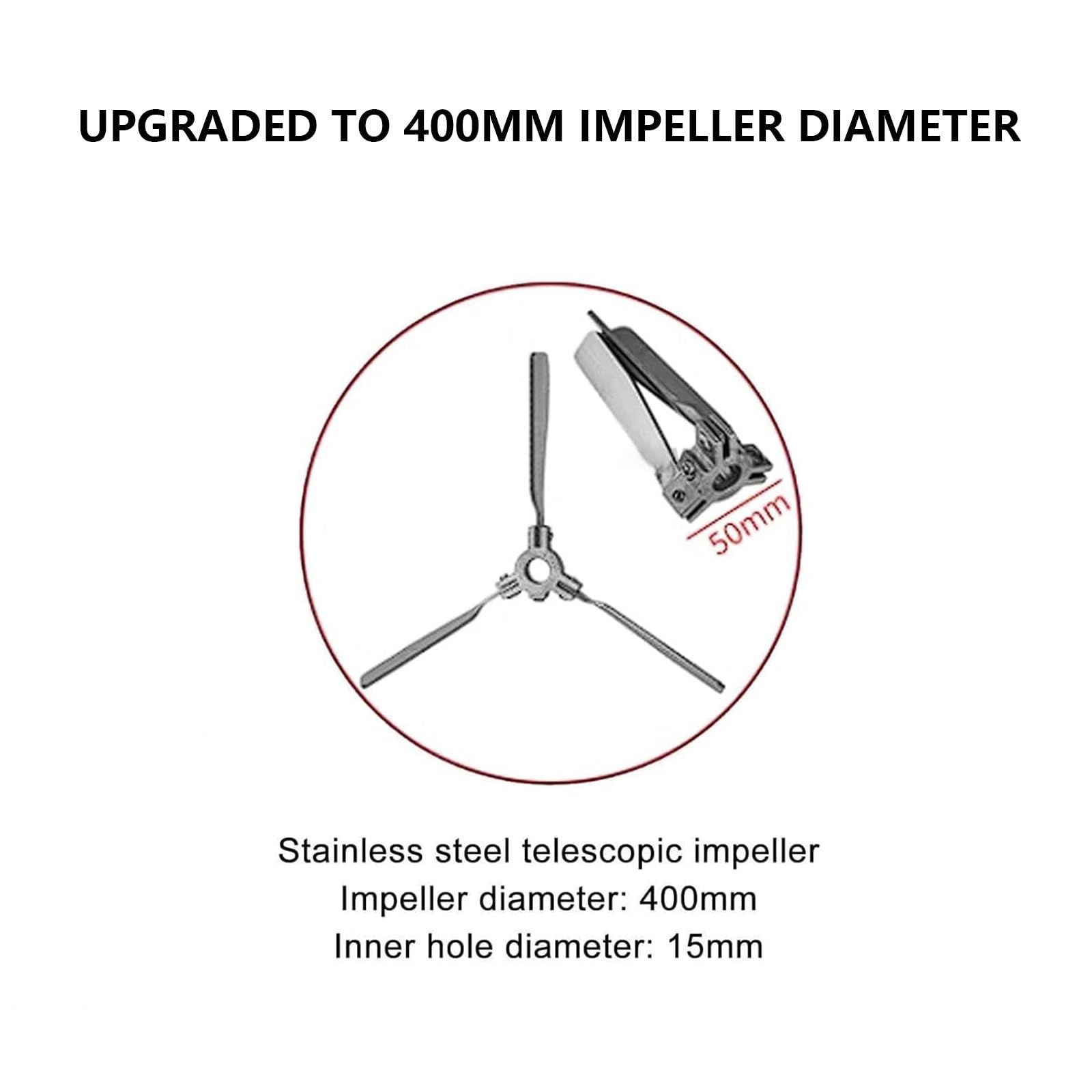 Mezclador de pintura neumático, agitador de tanque de 265 galones con hélice plegable de 400 mm, disolvente de tinta para la industria química, agitador neumático de 3/4 HP
