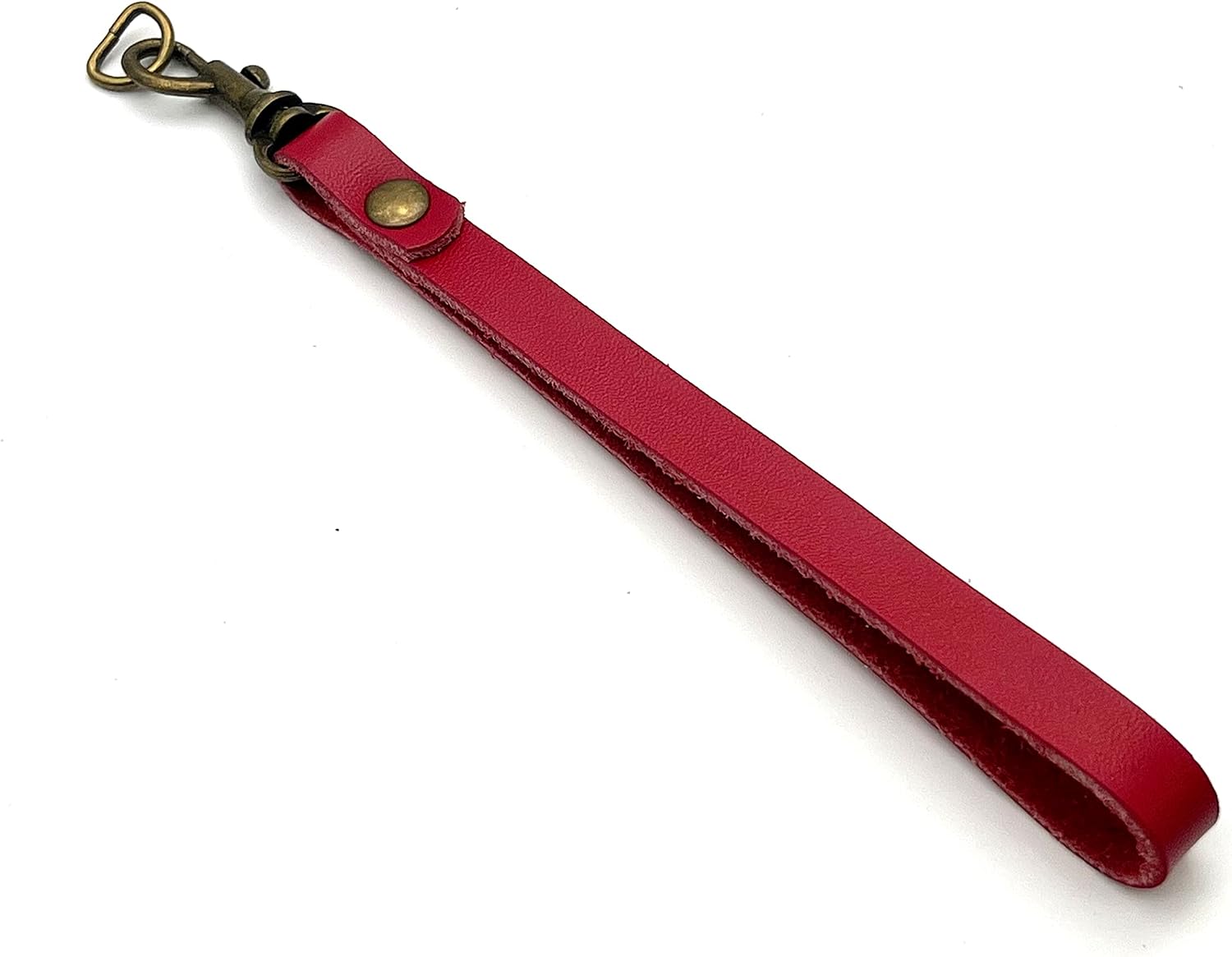 3dancraftit Genuine Leather Wristlet Strap Wrist Straps Handle with Lobster Clasp and D Ring for Key fob Replacement 7" / 18cm Red CF80H