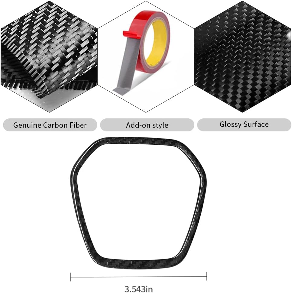 Jogon Dry Carbon Fiber Steering Wheel Frame Trim for Chevrolet Corvette C8 Z06 Z51 Stingray Coupe HTC 2020 2021 2022 2023 2024 Steering Wheel Cover Panel