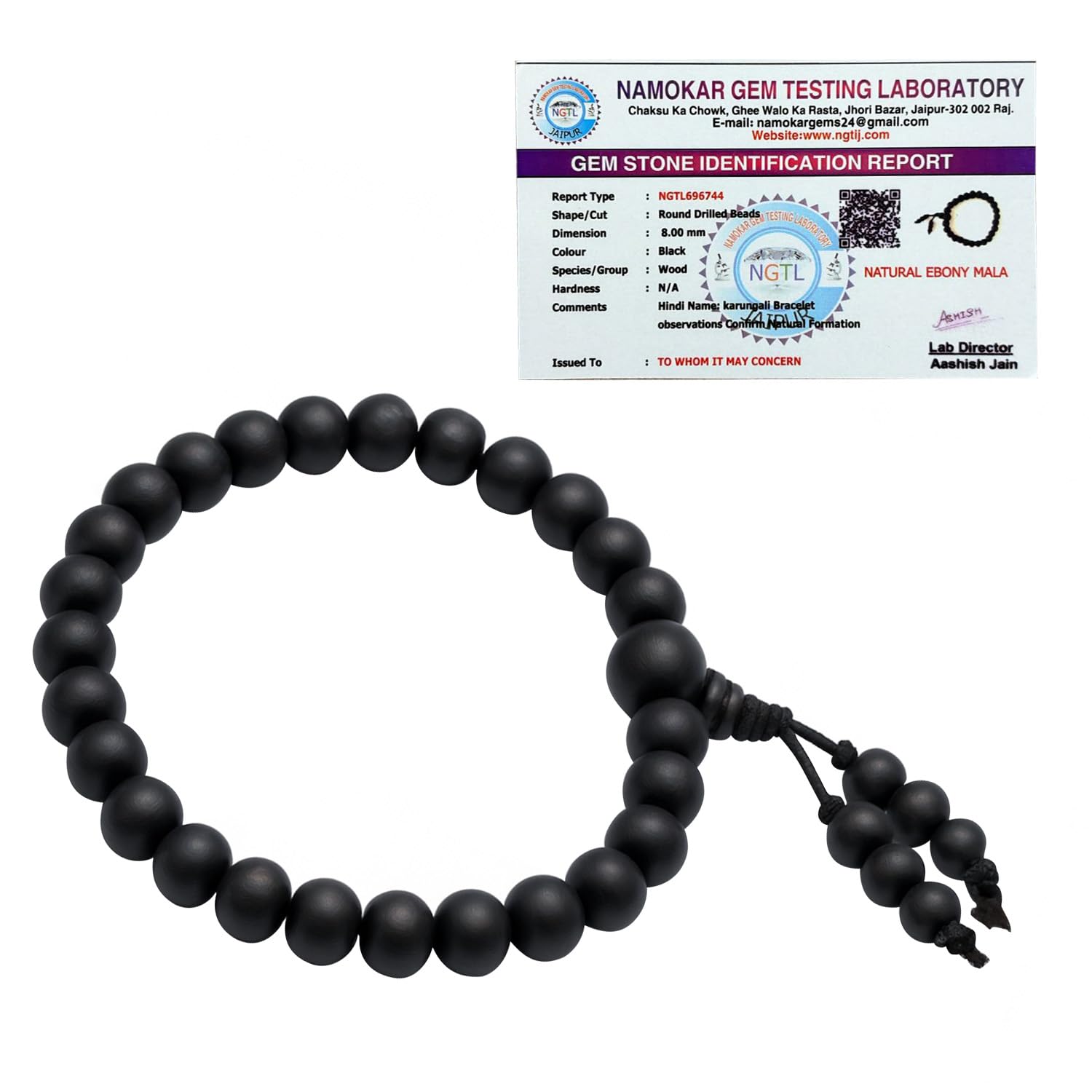 Certified Karungali Bracelet for Men & Women | Natural Black Ebony Wood Beads | Original Karungali Mala Bracelet for Pooja, Meditation & Spiritual Protection | Adjustable
