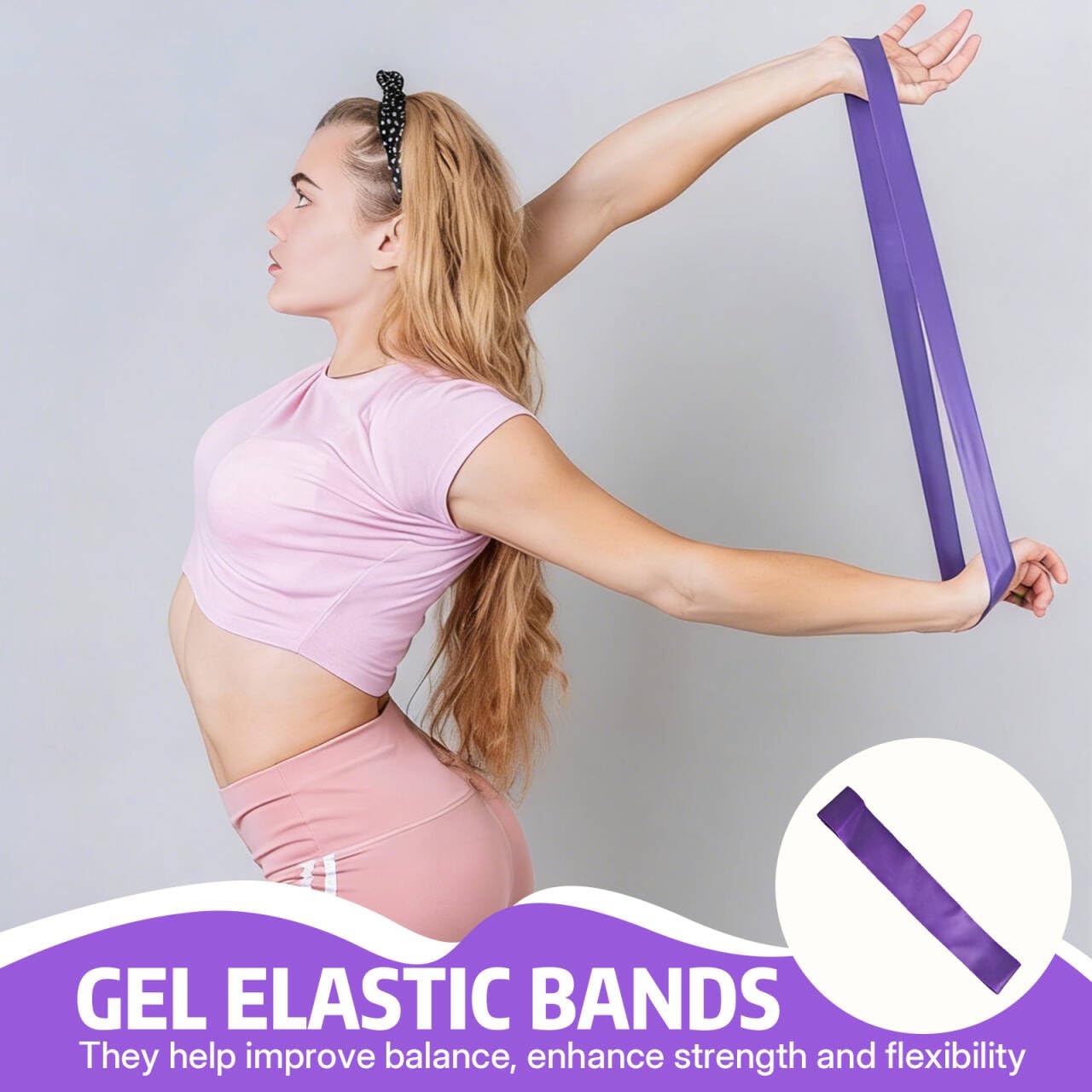 Lot de 2 Brique Yoga Avec Bandes de Fitness, Bloc Yoga Violets EVA | de haute densité bloc de mousse pour pilates étirement méditation accessoires de fitness