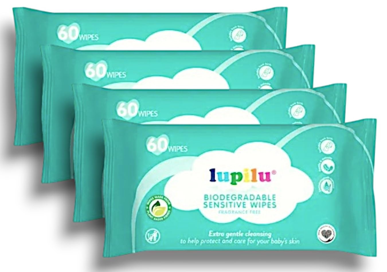 4xLupilu - Lidl | Lupilu - Sensitive - Fragrance Free Baby Wipes | 60 Pack Each