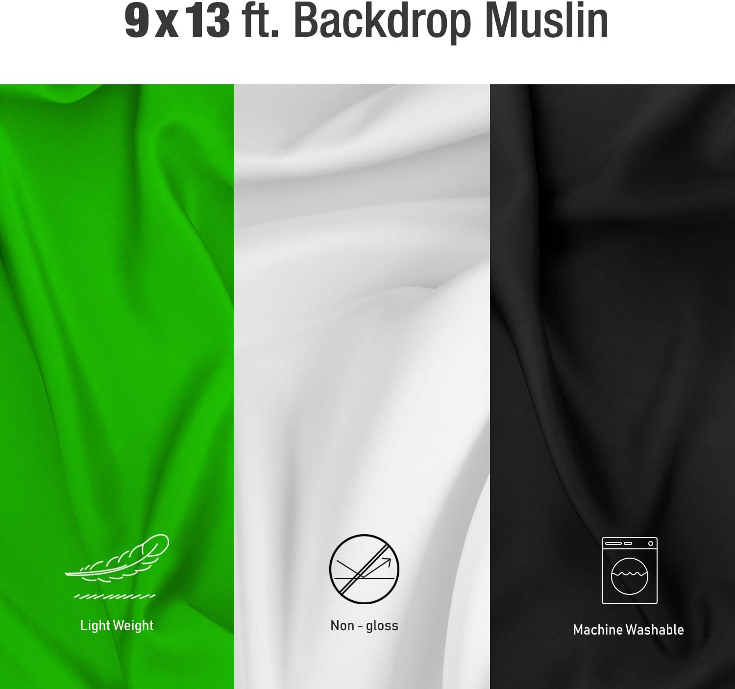 Frее Shірріng Ovеr $50 Julius Studio 9 x 13 Ft. Photo Studio Chromakey Background Muslin Backdrop Bundle Kit, Black, White, Green Premium Quality Fabric Material, Wrinkle Resistant, Photo Video Studio, PROMO05_AM1