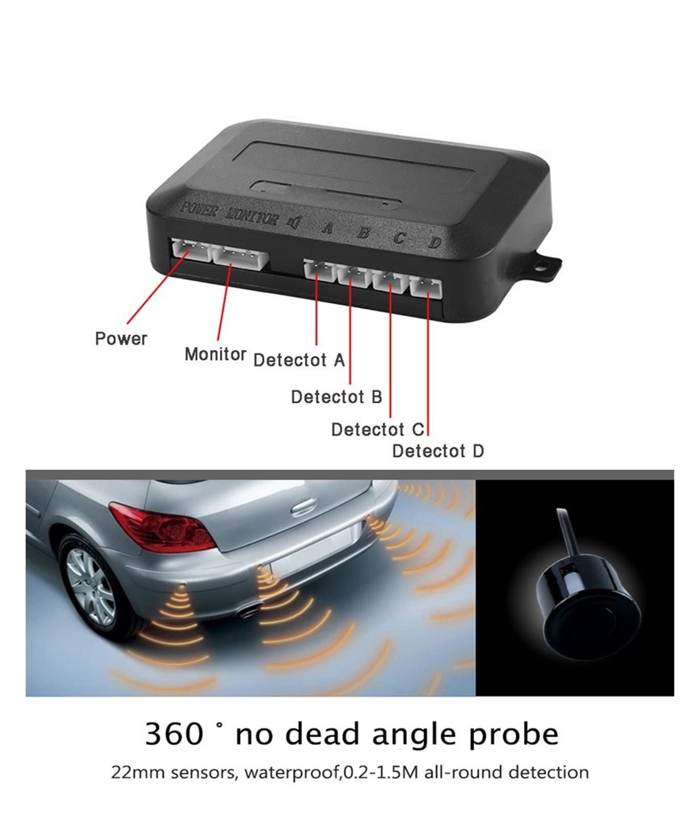NOCHE Capteur De Recul Détecteur Voiture Parktronic Affichage LED Automatique Kit Assistance Inverse Moniteur Radar Secours Détecteur Voiture Stationnement (Couleur : Blanc)