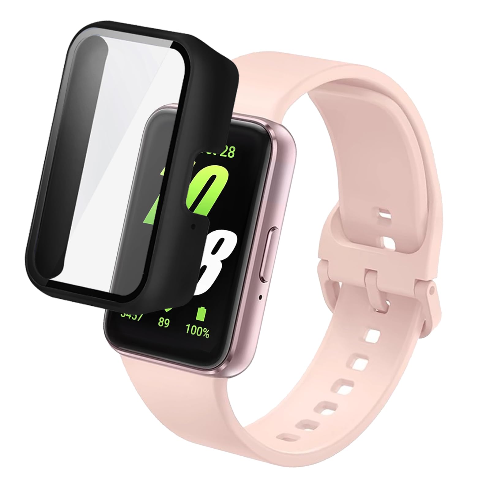 Tobfit Hard PC Protective Case Cover Compatible for Samsung Galaxy Fit 3 Smart Watch, Anti-Scratch and Shockproof Cover with Built-in HD Full Coverage Screen Protector(Black)-image-21