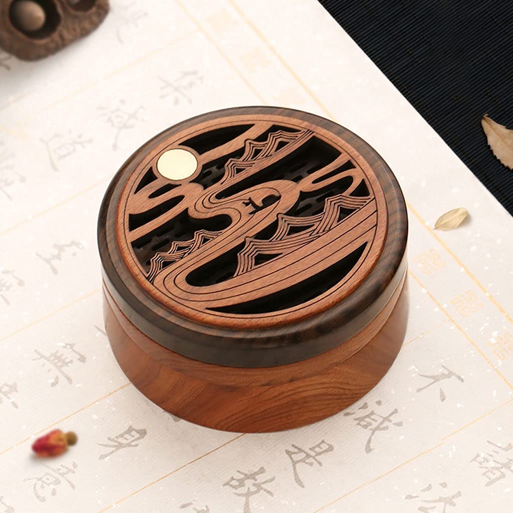 Räucherstäbchenhalter Weihrauchbrenner Holz Aromatherapie Weihrauchbrenner mit hohlen geschnitzten Abdeckung Sandelholz Weihrauchbrenner Haushalt Weihrauchbrenner Ornamente Räucherstäbchen Halter