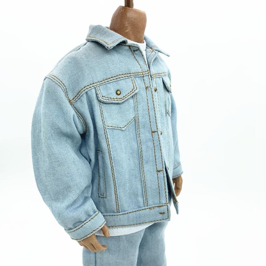 Sharplace Männliche Puppenkleidung im Maßstab 1:6, Kostüm-Outfits für 12-Zoll-Puppenfiguren, Zubehör, Jeansjacke