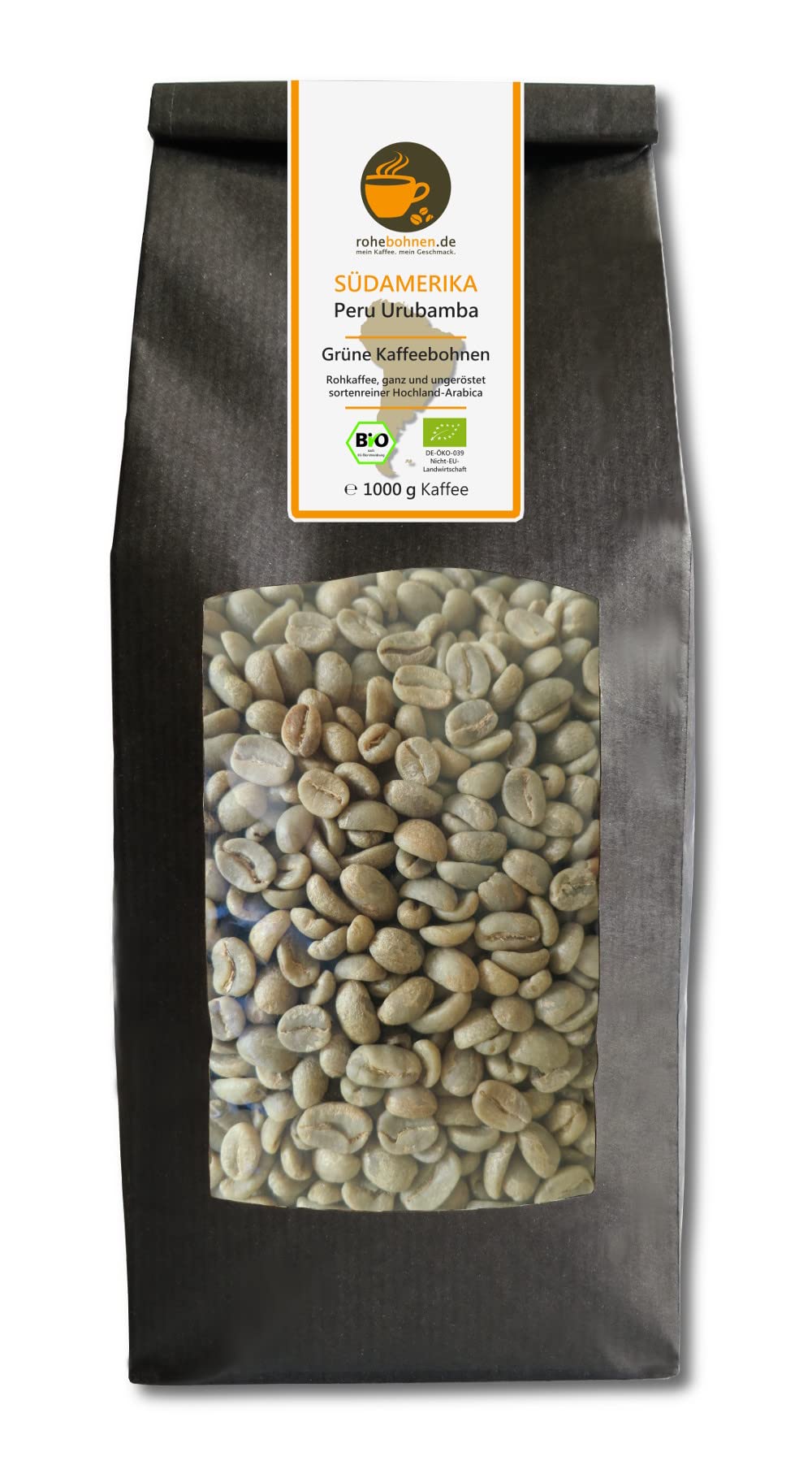 Café verde orgánico - Green Highland Coffee Perú Urubamba (granos de café verde 1000g) - Certificado GMP