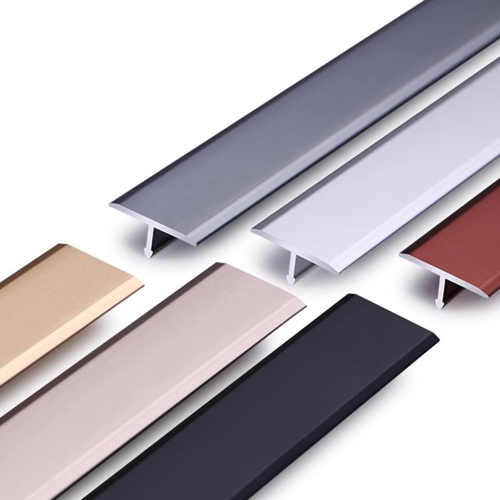 Perfil De Transición, Perfil En T Perfil De Compensación Carril De Transición De Aluminio Anodizado 3 Piezas 90cm Perfil De Compensación Plano Listón Final Para Baldosas Laminado/parquet(Gunmetal Gray