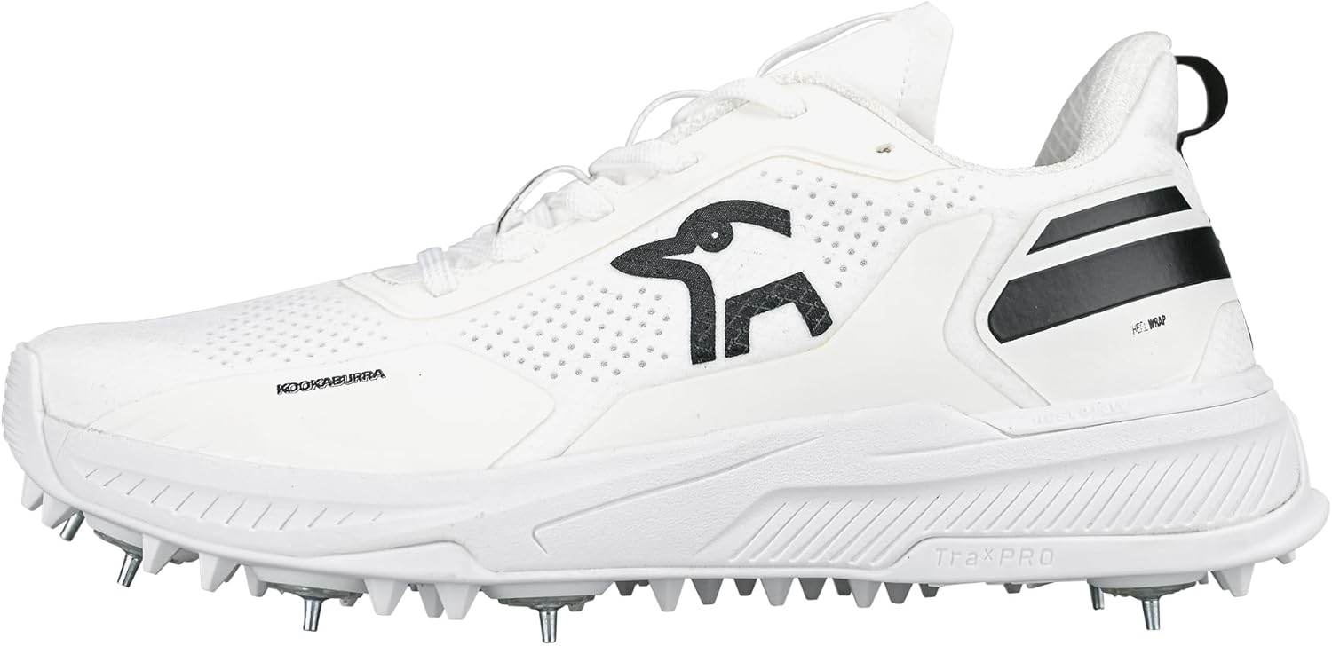 KOOKABURRA Hat KC Players Spike Cricket Shoe, White/Black, Size 12
