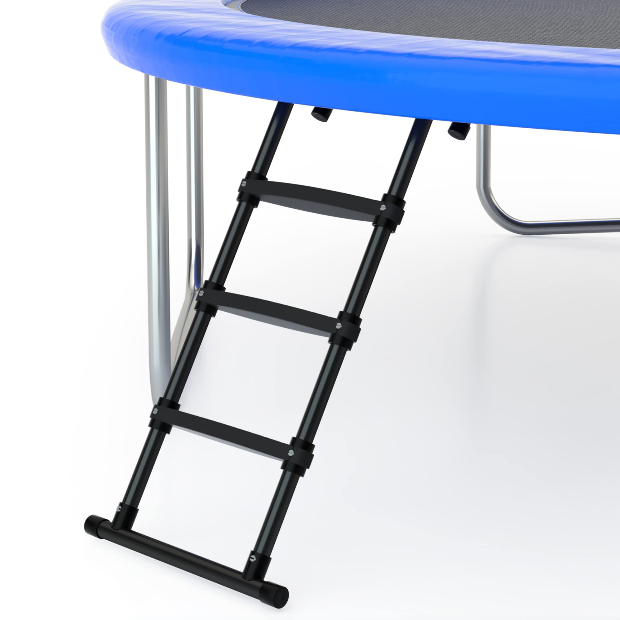 Gardenature Universal Safety Trampoline Ladder - 3 Steps Wide Trampoline Replacement Accessories Parts - Black