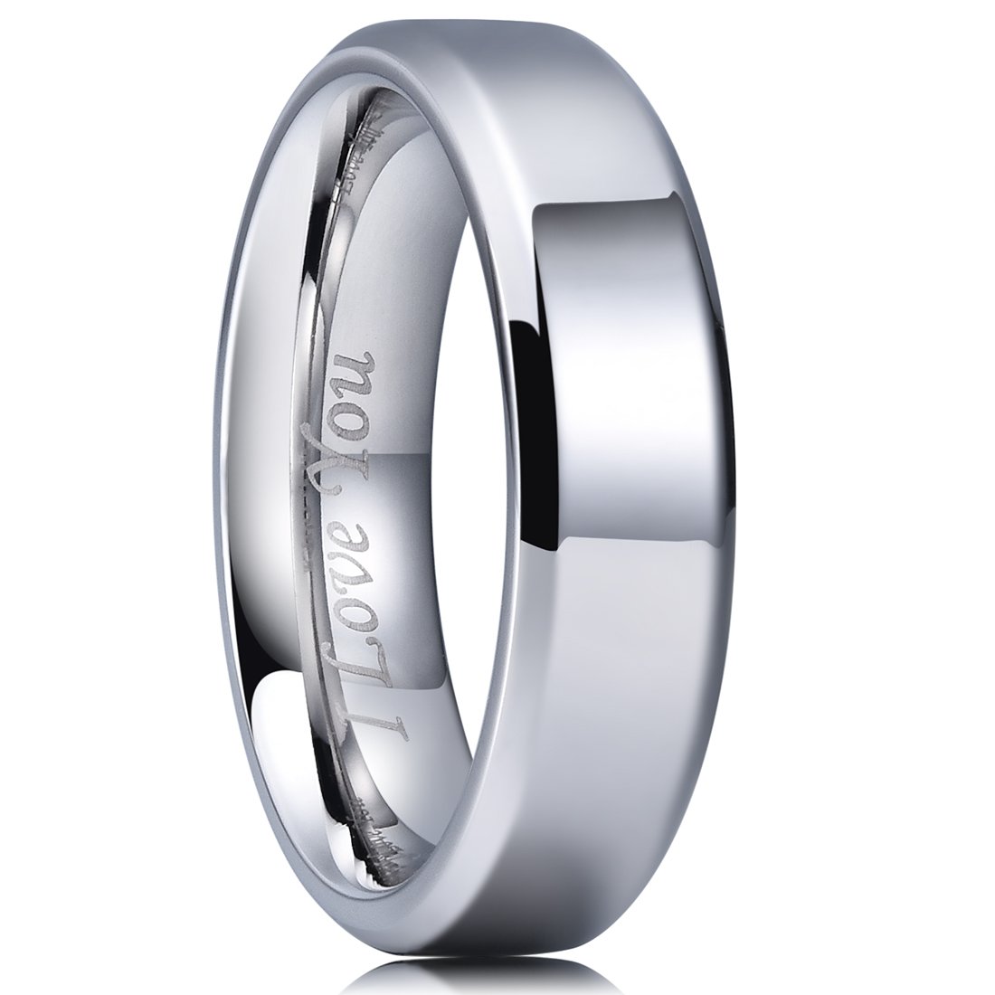 King Will 316L Stainless Steel Wedding Ring for Men Women, 2mm-8mm Width Black/Silver/Gold Wdding Band Laser I Love You Multic Style,Comfort Fit Size