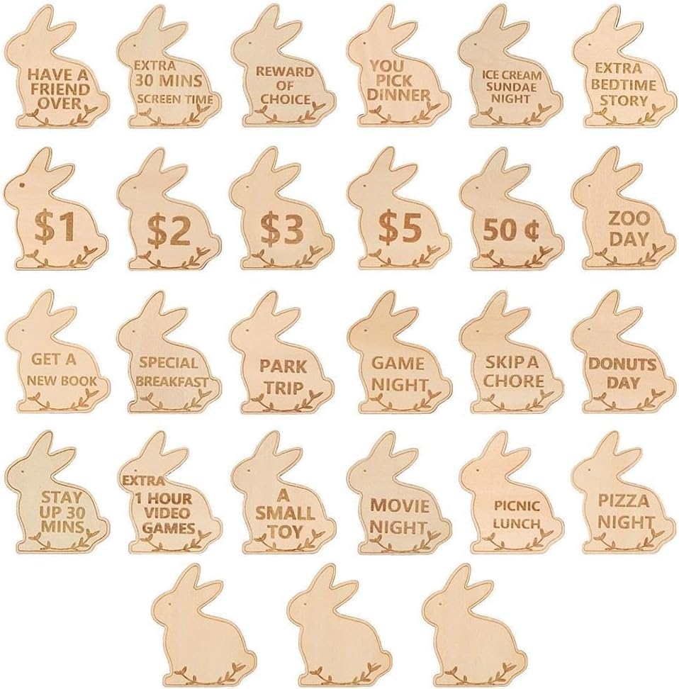 Fichas de huevo de Pascua de madera natural para incentivos infantiles