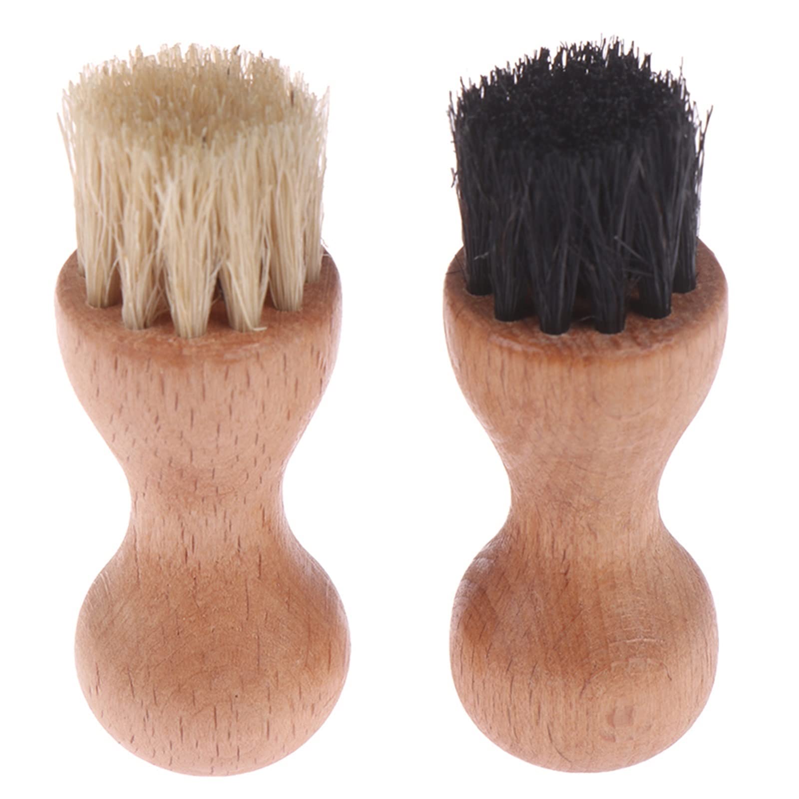 Cepillos para Zapatos, Zapatos de Madera Mango de Cepillo Cerdas Naturales Pelo de Caballo Brillo para Zapatos Cepillo de Limpieza para pulir (B)
