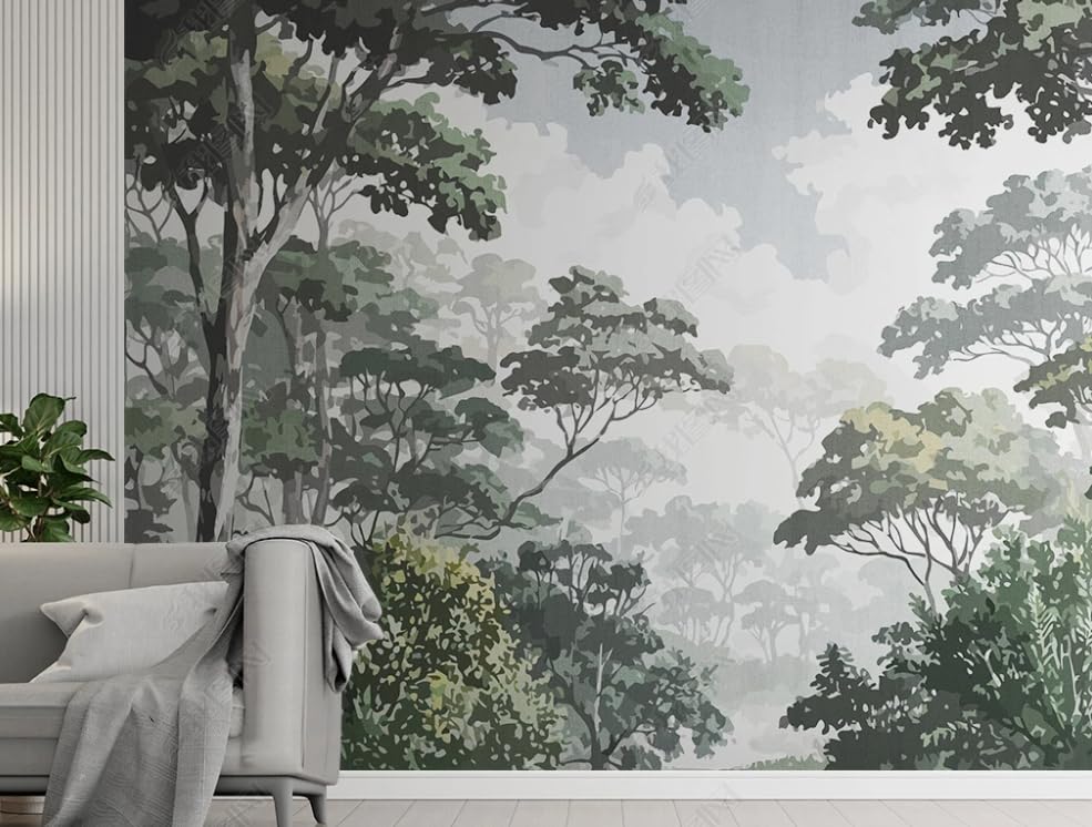 Poster géant mural paysage forestier intissé lavable pour grand salon