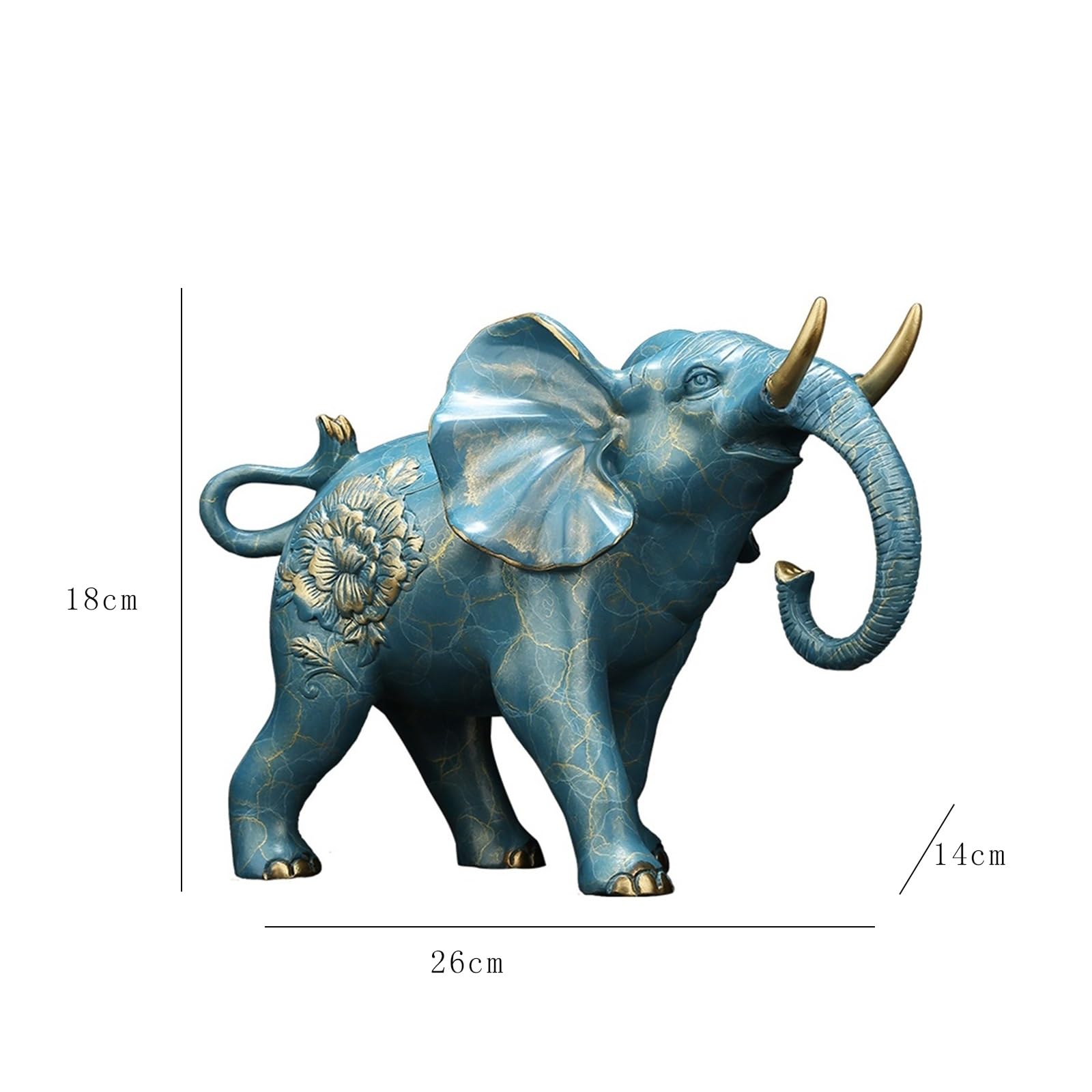 Statuette éléphant En Laiton Doré - Décoration Feng Shui, Bureau, Maison - 4.8x3.4x2.3 Cm - Objet Décoratif Animalier