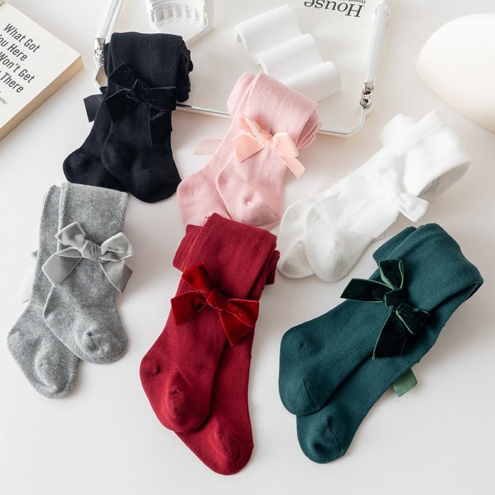 Newborn Baby Girls Tights Infant Toddlers Velvet Bow Tights Classic Cotton Leggings Socks