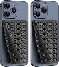 2PACK Silicone Double Sided Suction Phone Case Mount, Detachable Hands Free & Strong Grip Holder for Selfies & Videos, Compatible iPhone Android (Black, 2Pack 40 suction cups)