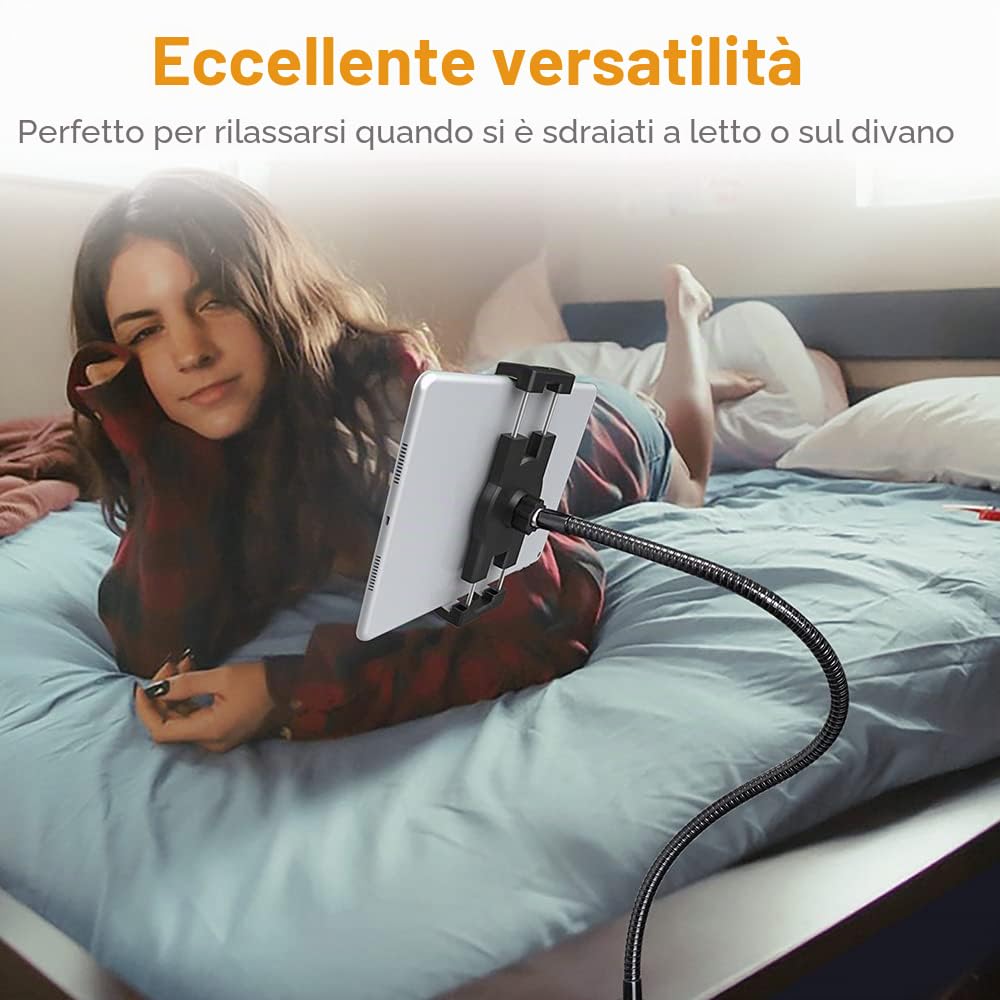 Collo Oca Supporto Tablet, Porta Tablet Flessibile Regolabile, Braccio Lungo Supporto per Scrivania, Tavolo, Letto, Compatibile con Nintendo Switch, iPad Pro Air Mini, Telefono e 4-12.9"