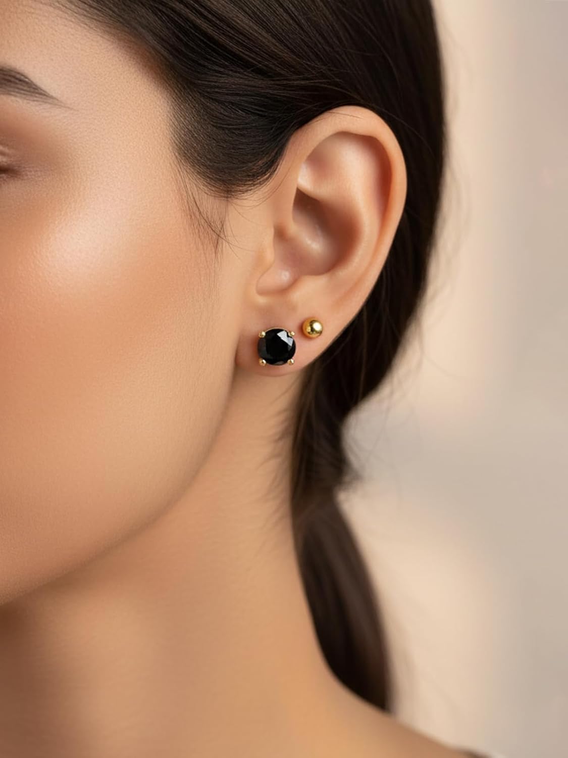 Moissanite/Emerald/Saphhire/Ruby Stud Earrings, Solid 925 Sterling Silver Hypoallergenic, Using CNC Technology, 4mm/5mm/6.5mm/8mm Round Studs, Pretty Everyday Post Earrings