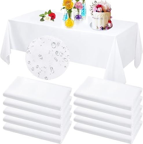 Chumia Paquete de 10 manteles para mesas rectangulares, manteles de tela de poliéster, impermeables, resistentes a las manchas y a las arrugas,