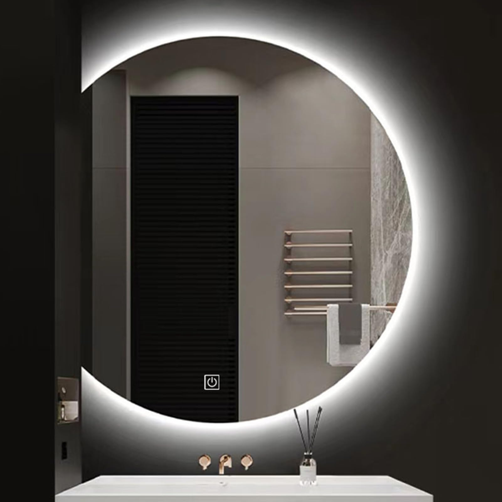 Miroir avec désembueur LED et miroir mural de courtoisie 3 couleurs dimmables