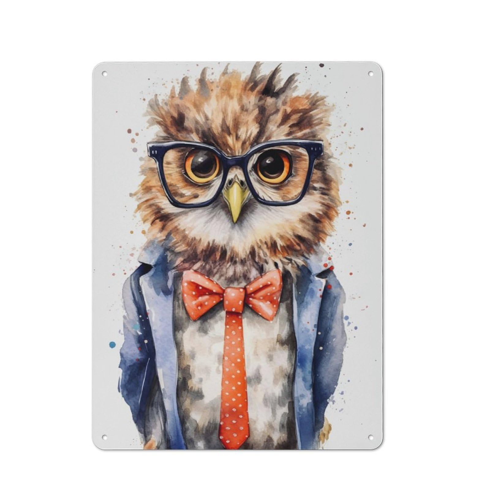 Junmoney Owl Human Schoolers Retro Metal Wall Sign 40X30cm With For Pub Or Café, A Housewarming Gift For Hospitality Wall Decor Collectors