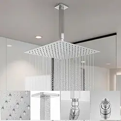 Chuveiro Ducha Slim 30x30 Inox Quadrada Luxo Com Braço de Teto 25cm Cromada