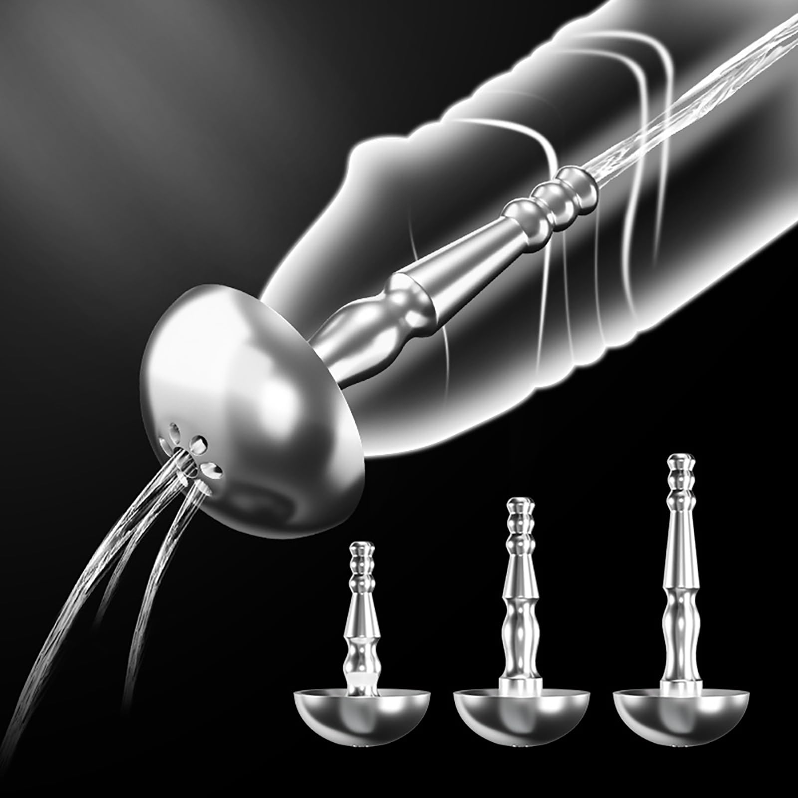 Tangqian Men's One Color Stainless Steel Hollow Urethral Dilator Penis Plug With Porous Glans Cap, Penis Plugs Urethral Dilators Catheter Urethra Masturbator Prostate Massage Penis Plug Sex Toy For (Size : 3 Stü