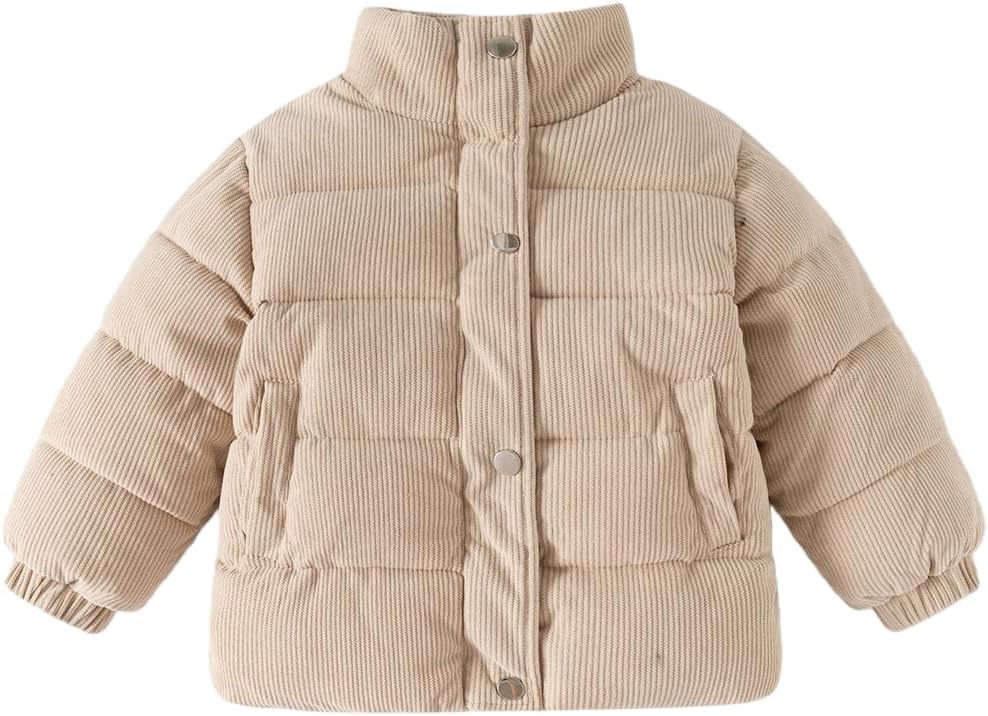 Meufam Toddler Kids Stand Collar Puffer Jacket, Long Sleeve Thickened Coat for Boys Girls Fall Winter Outerwear