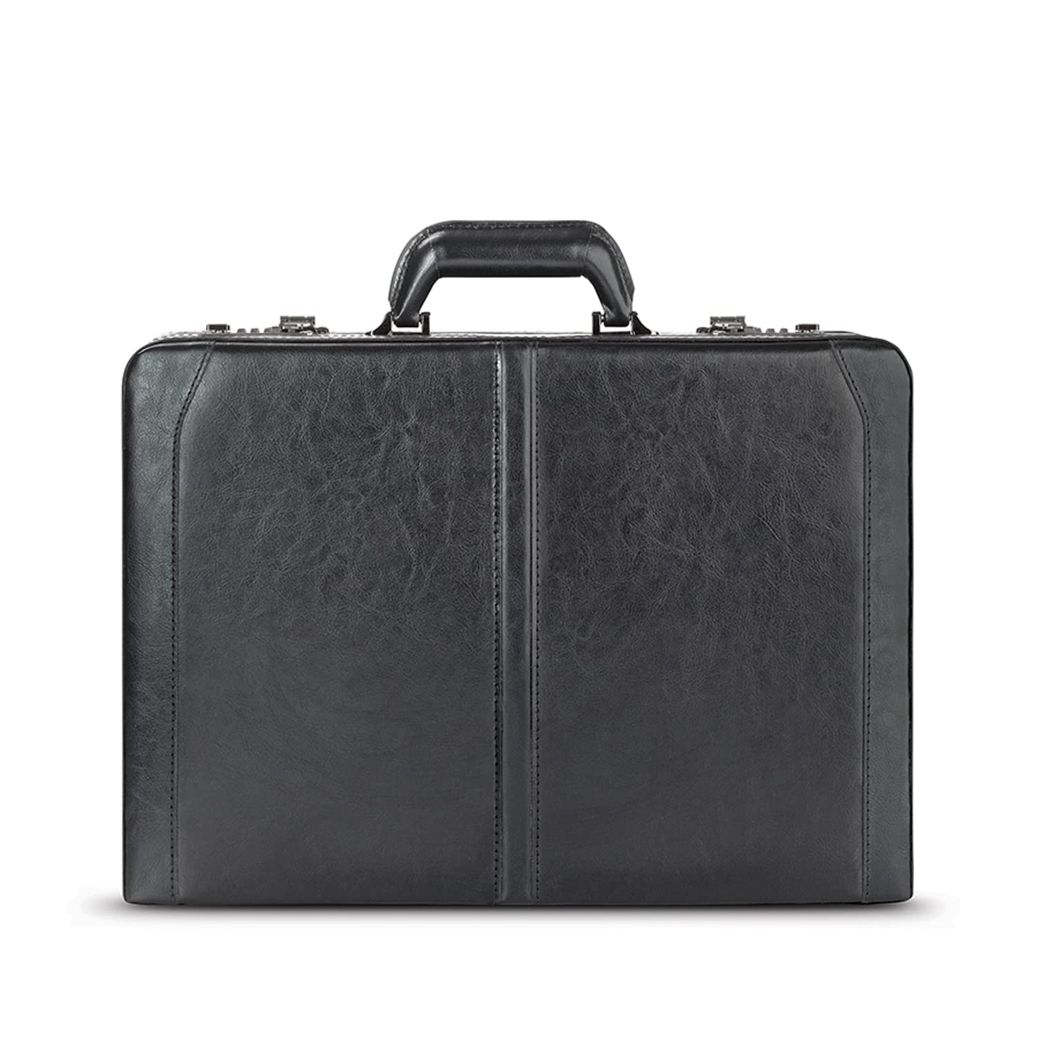 SOLO Broadway Premium Leather 16-Inch Laptop Attaché, Hard-sided with Combination Locks