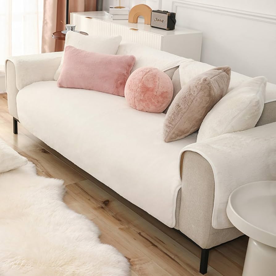 ソファカバー滑り止めつき ホワイト ファンシーツイード調 93×120 ソファカバー滑り止めつき ホワイト ファンシーツイード調 93