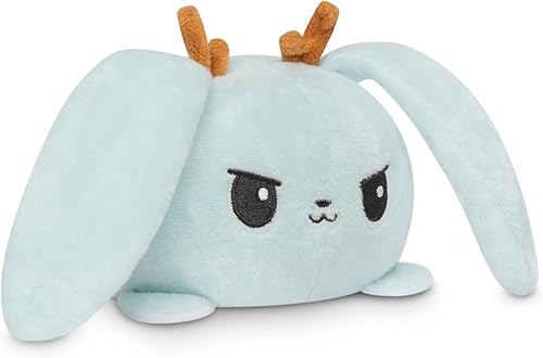 TeeTurtle - El conejito reversible original + peluche de Jackalope - Azul + blanco - Bonitos animales de peluche sensoriales que muestran tu estado