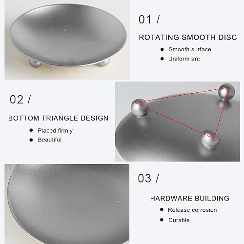 Miniatura 5 de Juego de 2 portavelas de hierro, placa decorativa de hierro para velas, soporte de vela de pedestal de primera calidad para velas de cera (plateado)