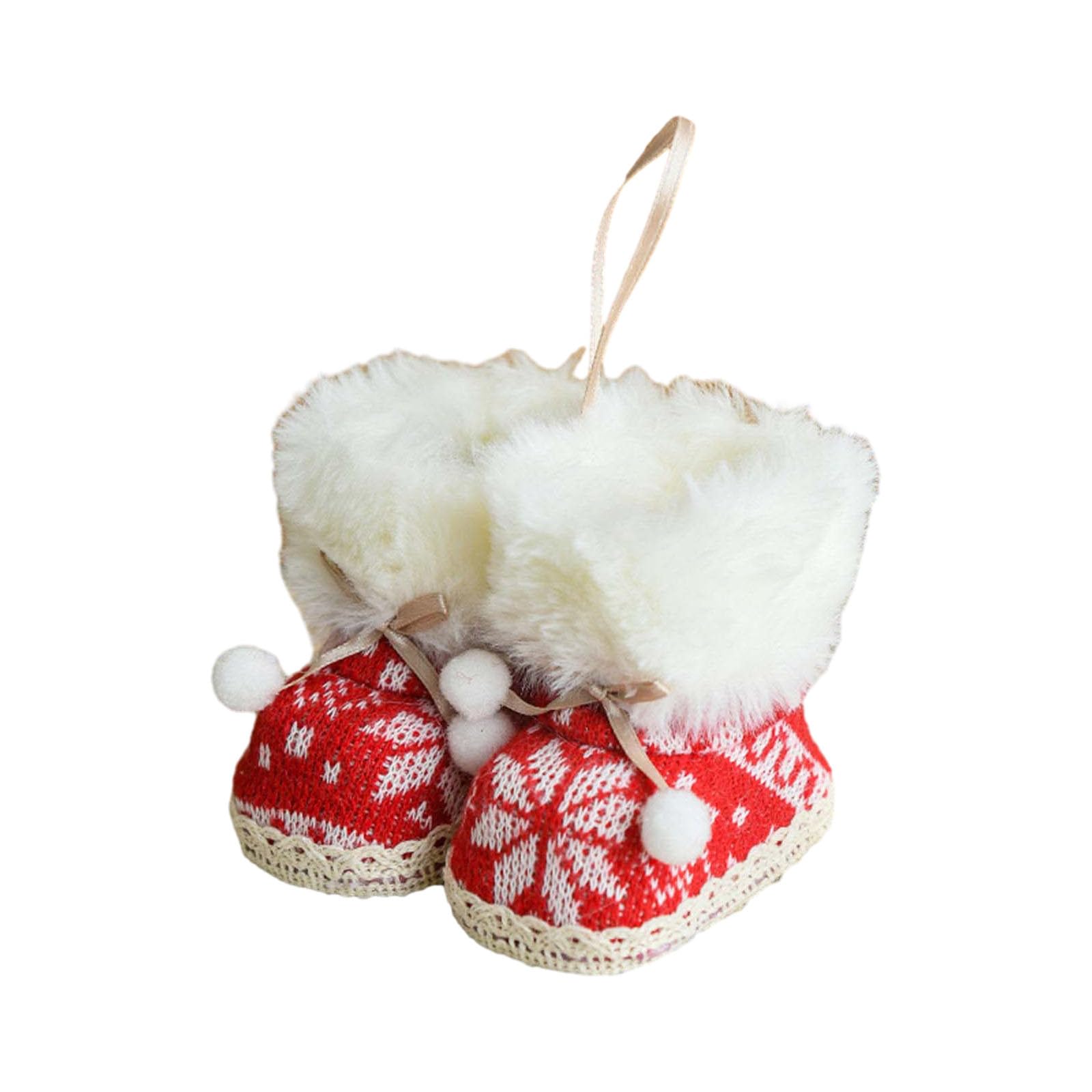 Buxuaaaa A Buxuaaa 2Pcs / Set Christmas Boots For Tree Pendant Ornaments Christmas Decoration For Home Desktop Candy Bag Hanging Pendants Sant Candy Boots