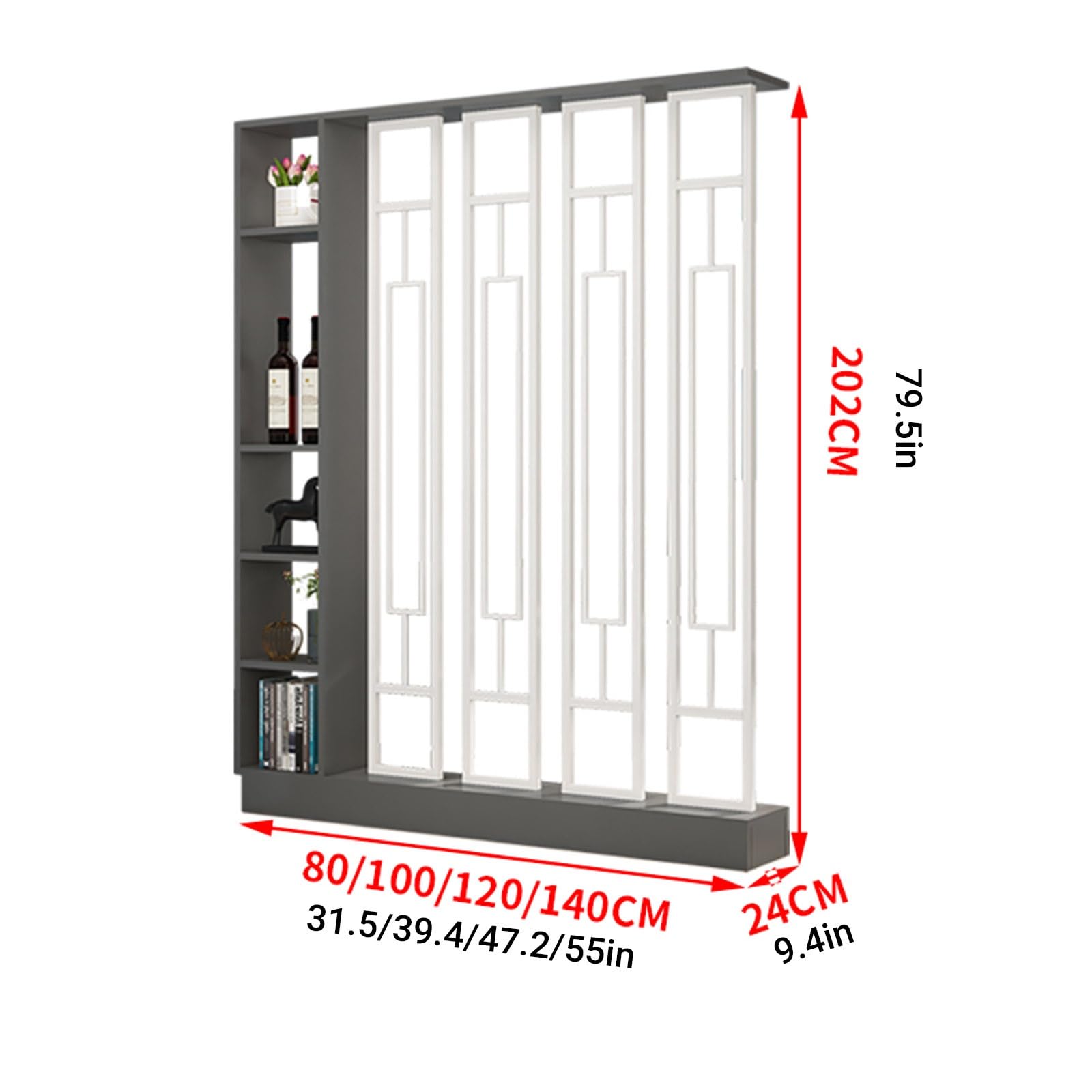 Divisorio d’Ingresso in Stile Leggero di Lusso, Elegante divisorio Decorativo per Ingresso,Schermo Premium di Alta Gamma per Arredamento casa(Gray+White,120x24x202cm/47.2x9.4x79.5in)