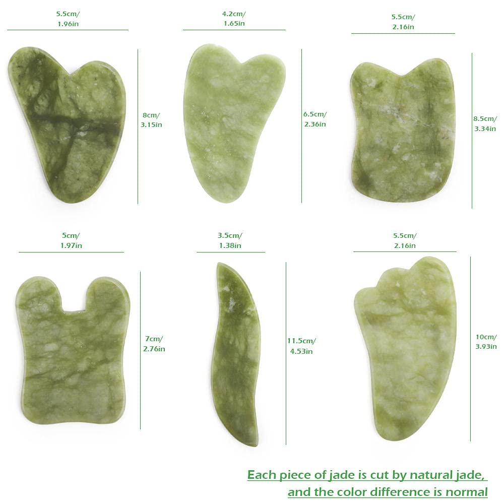 Juego de herramientas de masaje facial de rodillo de jade masajeador facial de piedra natural Guasha tabla de masaje Gua Sha Raspador de jade Rodillo y kit de guasha-B sin caja