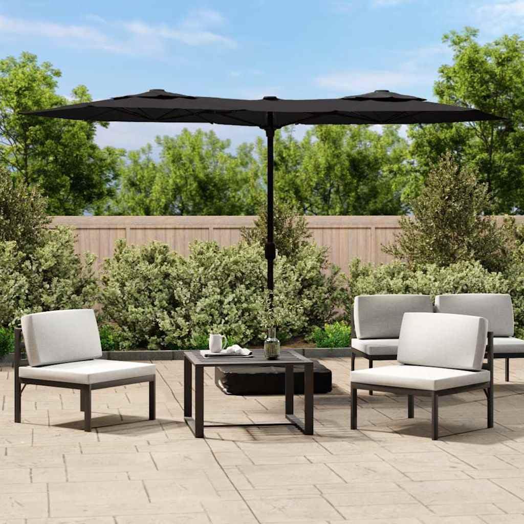 Czarny podwójny parasol ogrodowy 316x145 cm