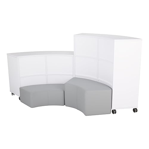 Miniatura 7 de Learniture Estantería móvil curva/estantería, cuatro aberturas, blanco, LNT-AVO3000WH-SO