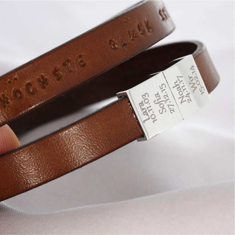 Armband Herren Gravur Leder braun Mann Leder Armband Koordinaten Männer Armband Text Männer Geschenke Herrenschmuck Namen Männerschmuck | HANDMADE IN GERMANY