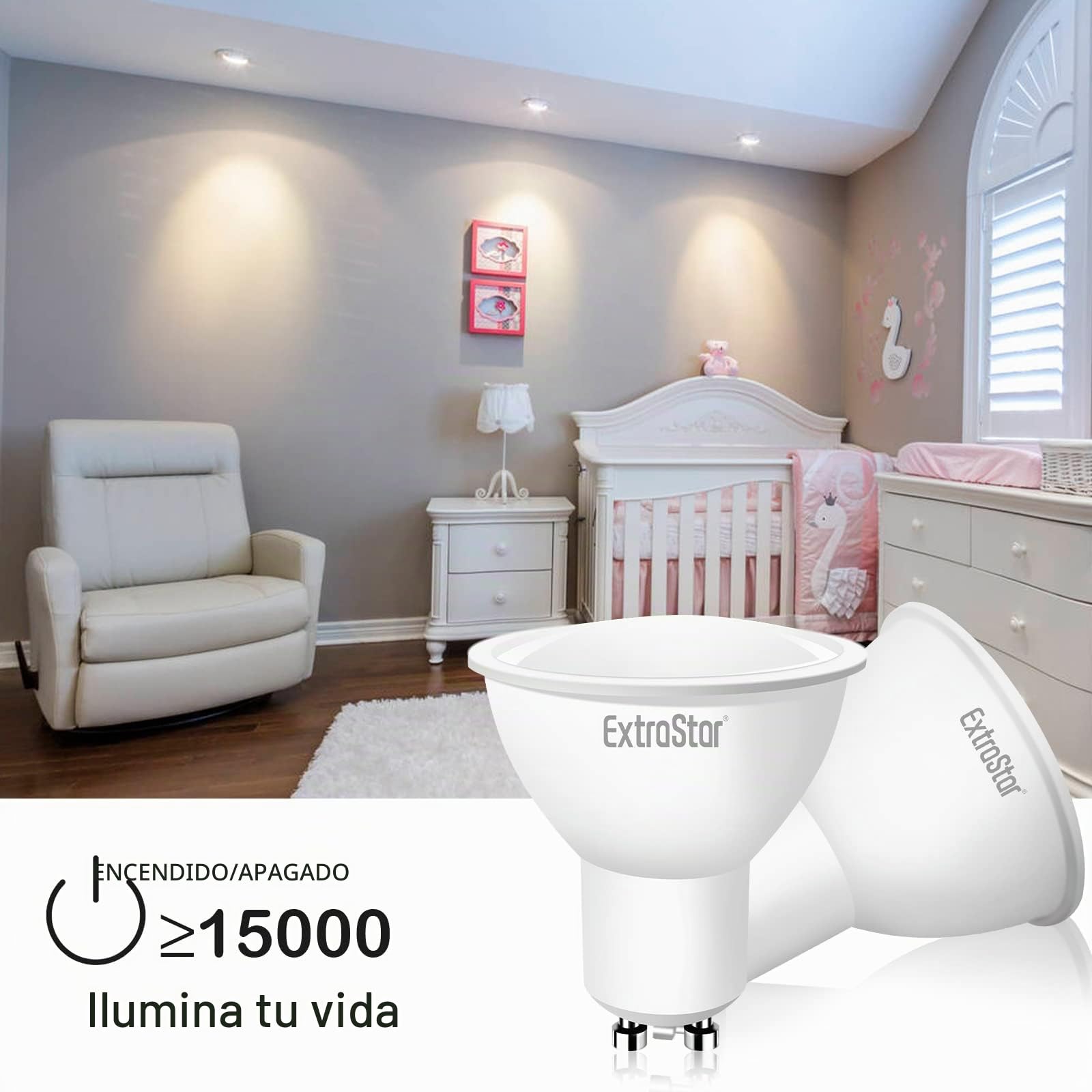 EXTRASTAR Bombilla LED GU10, 8W, 3000K 640 lúmenes Luz Blanca Cálida 64W (Paquete de 5)